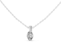 Claw-Prong Oval Solitaire Pendant - Medium - White Gold