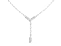 Chevron Y-Drop Necklace - White Gold