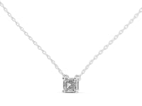 Asscher Solitaire Necklace - White Gold