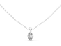 Claw-Prong Oval Solitaire Pendant - Petite - White Gold