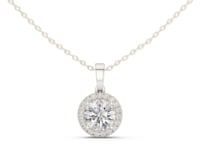 Classic Round Halo Pendant - White Gold