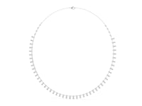 Pear and Round Diamond Fringe Necklace - White Gold