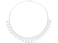 Graduated Pear Fringe Bib Necklace - White Gold