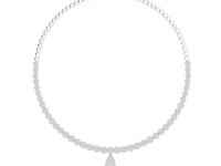 Halo Cluster Necklace with Pear Drop - White Gold