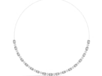 Graduated Oval and Round Diamond Necklace - White Gold