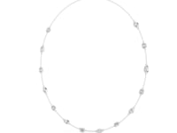 Emerald-Cut and Marquise Bezel Station Necklace - White Gold