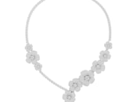 Graduated Floral Cluster Necklace - White Gold