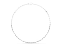 East-West Emerald-Cut Station Necklace - White Gold