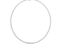 Bezel Round Tennis Necklace - White Gold