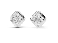 Wrapped Square Solitaire Studs - White Gold