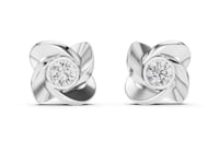 Rose Petal Bezel Solitaire Studs - White Gold