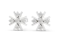 Round Diamond Starburst Studs - White Gold