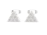 Pave Triangle Stud Earrings - White Gold