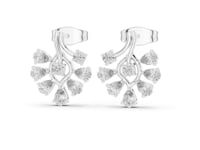 Pear Swirl Cluster Studs - White Gold