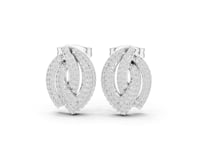 Pave Double Swirl Stud Earrings - White Gold