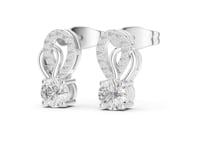 Pave Pear Loop Stud Earrings - White Gold