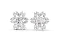 Grand Marquise Petal Flower Studs - White Gold