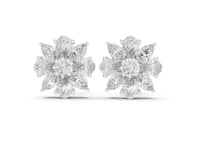 Marquise Starburst Cluster Studs - White Gold