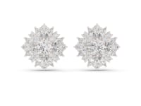 Marquise & Round Rosette Cluster Studs - White Gold