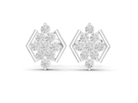 Hexagon Frame Cluster Studs - White Gold