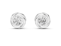 Love Knot Round Solitaire Studs - White Gold