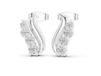 Graduated Swirl Stud Earrings - White Gold