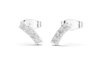 Angled Pave Bar Studs - White Gold