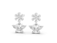 Blossom & Butterfly Drop Studs - White Gold