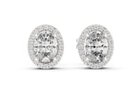 Vintage Oval Diamond Halo Studs - White Gold