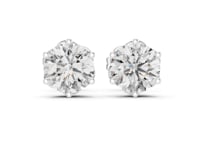 Six-Prong Round Crown Studs - White Gold