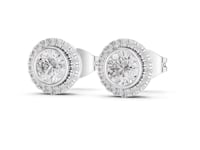 Scalloped Halo Round Studs - White Gold