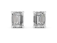 Signature Emerald Solitaire Studs - White Gold