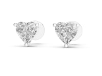 Signature Heart Solitaire Studs - White Gold