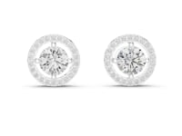 Round Halo Gallery Studs - White Gold