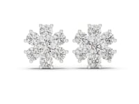Round Blossom Cluster Studs - White Gold