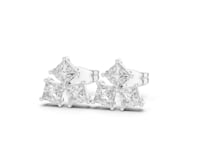 Princess Trio Cluster Studs - White Gold