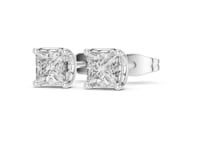 Princess-Cut Solitaire Studs - White Gold
