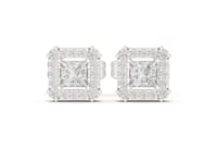 Princess Halo Square Studs - White Gold