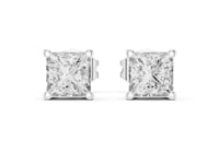 Princess Solitaire Studs - White Gold