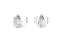 Petite Pear Diamond Trefoil Studs - White Gold