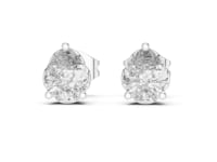 Pear Diamond Scroll Basket Studs - White Gold