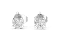 Pear Diamond Crown Gallery Studs - White Gold
