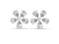 Pear Petal Flower Studs - White Gold