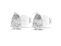 Pear Diamond Leaf Basket Studs - White Gold