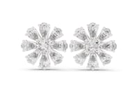 Pear Daisy Cushion Studs - White Gold