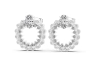 Oval and Round Open Wreath Studs - White Gold