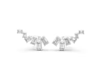 Emerald-Cut Diamond Chevron Climbers - White Gold