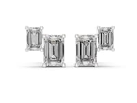 Emerald Trio Bar Studs - White Gold