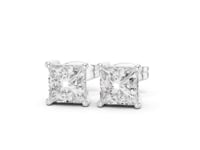 Classic Princess Solitaire Studs - White Gold