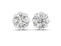 Eight-Prong Round Crown Studs - White Gold